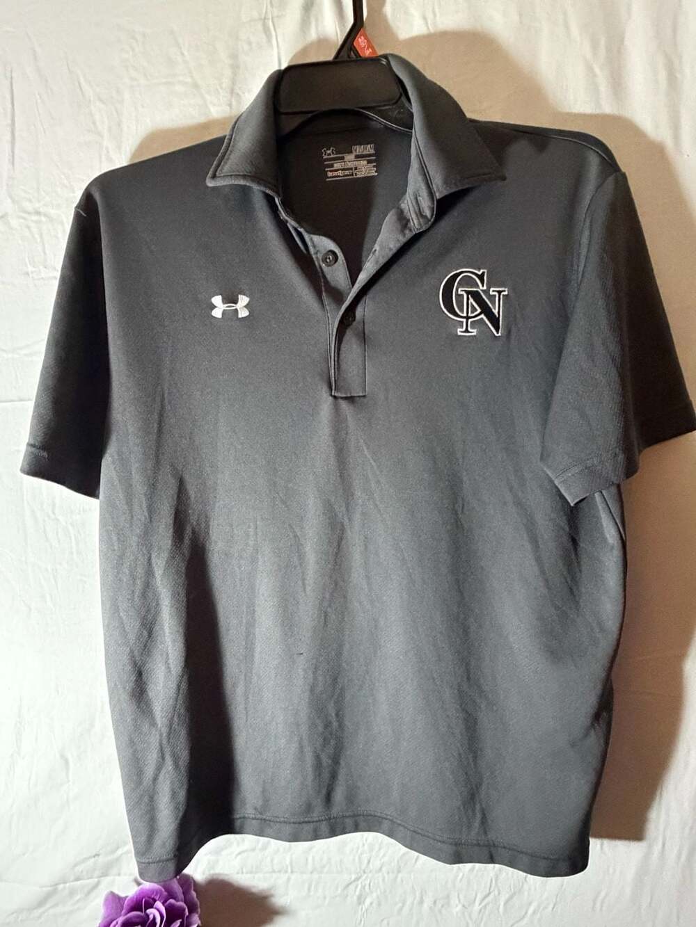 Under Armour HeatGear Loose Fit Short Sleeve Polo Shirt Gray Men's Medium with G